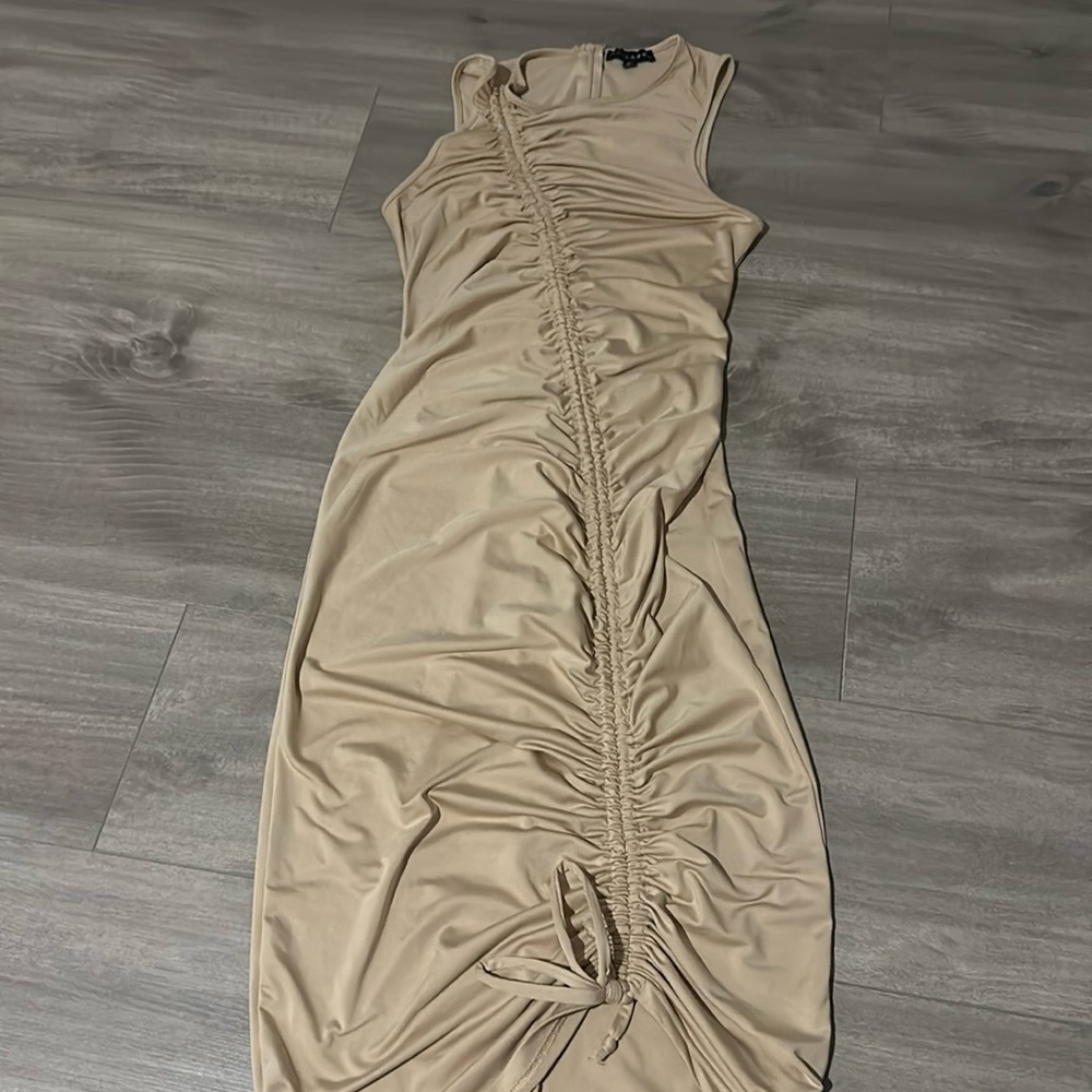 Tan midi dress
